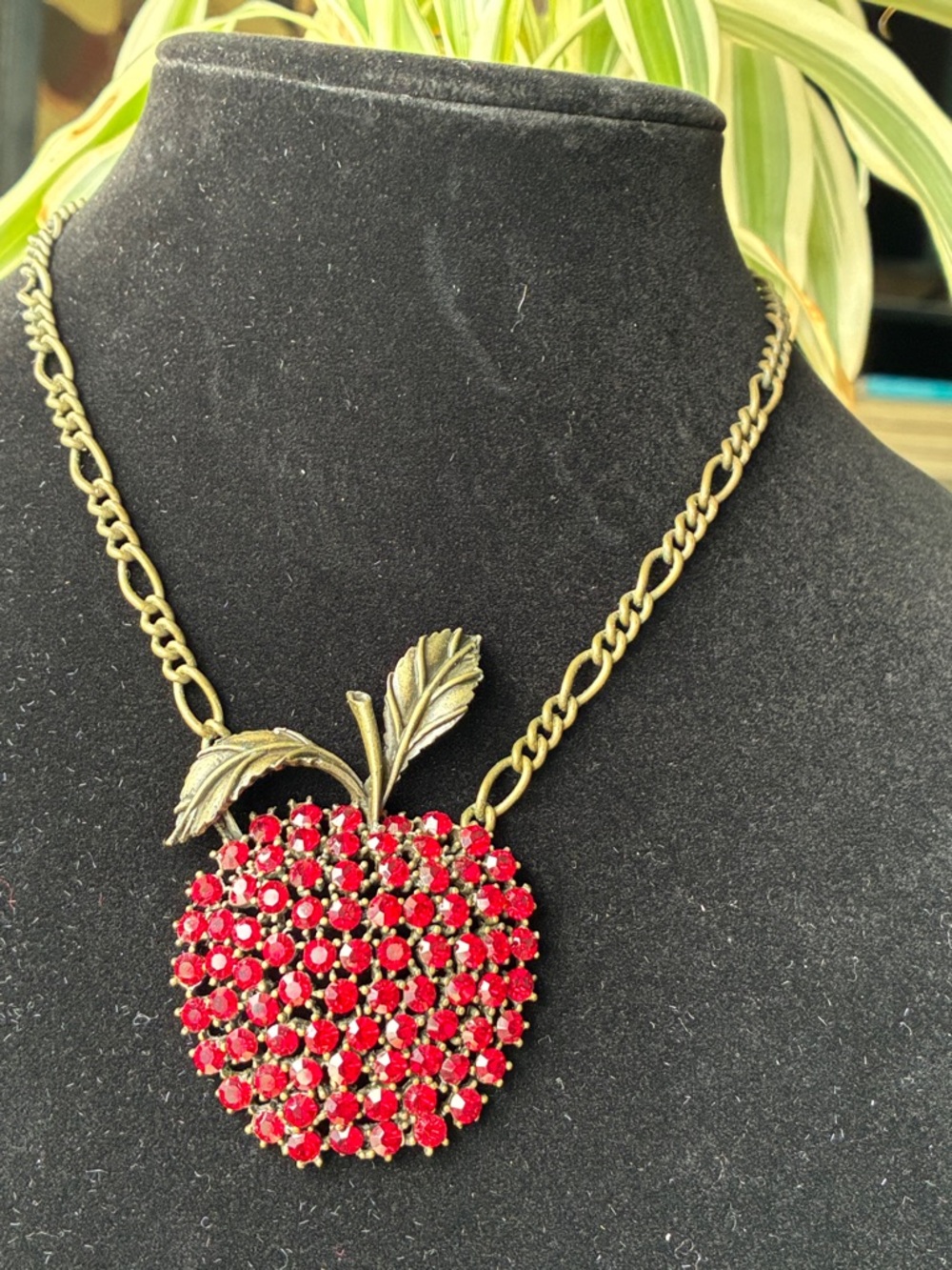 ALEX and ANI Red Apple Crystal Pendant Necklace designed for Gwyneth Paltrow
